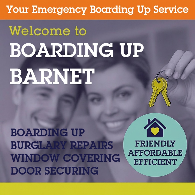 Boarding Up Barnet securing a damaged window with exterior plywood